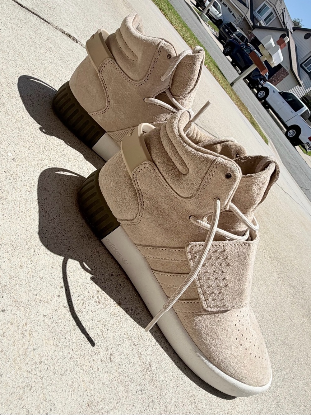 adidas Men Sneakers Beige Suede High-Top
